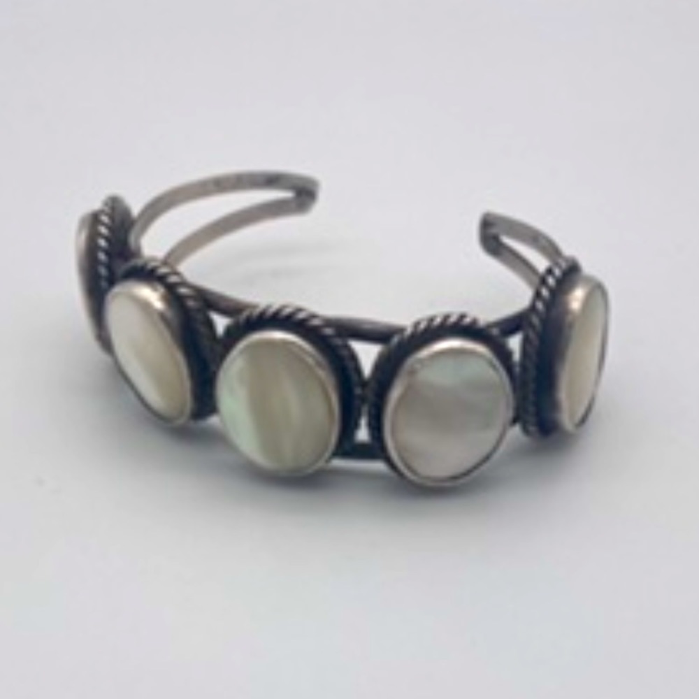 Vintage silver and mother of pearl bracelet